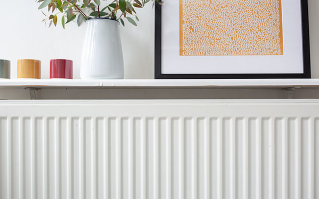 Radiator in a hallway.