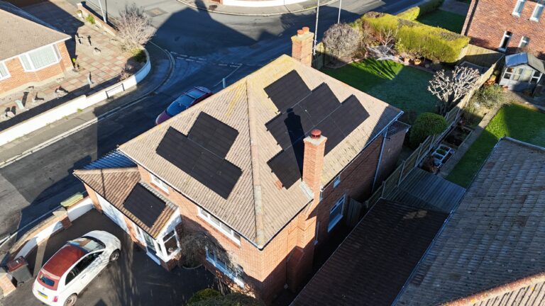 Solar panel installation on a shaded roof